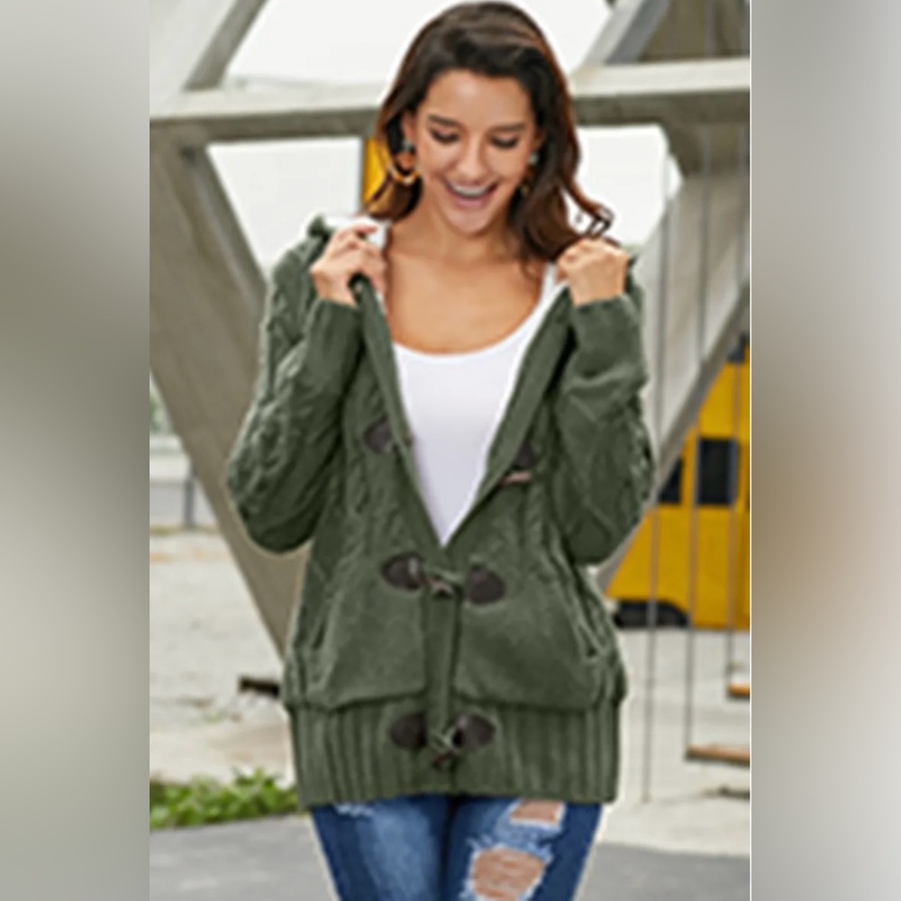 NWT Jason Maxwell | Olive Green Cardigan ….042-Hanger